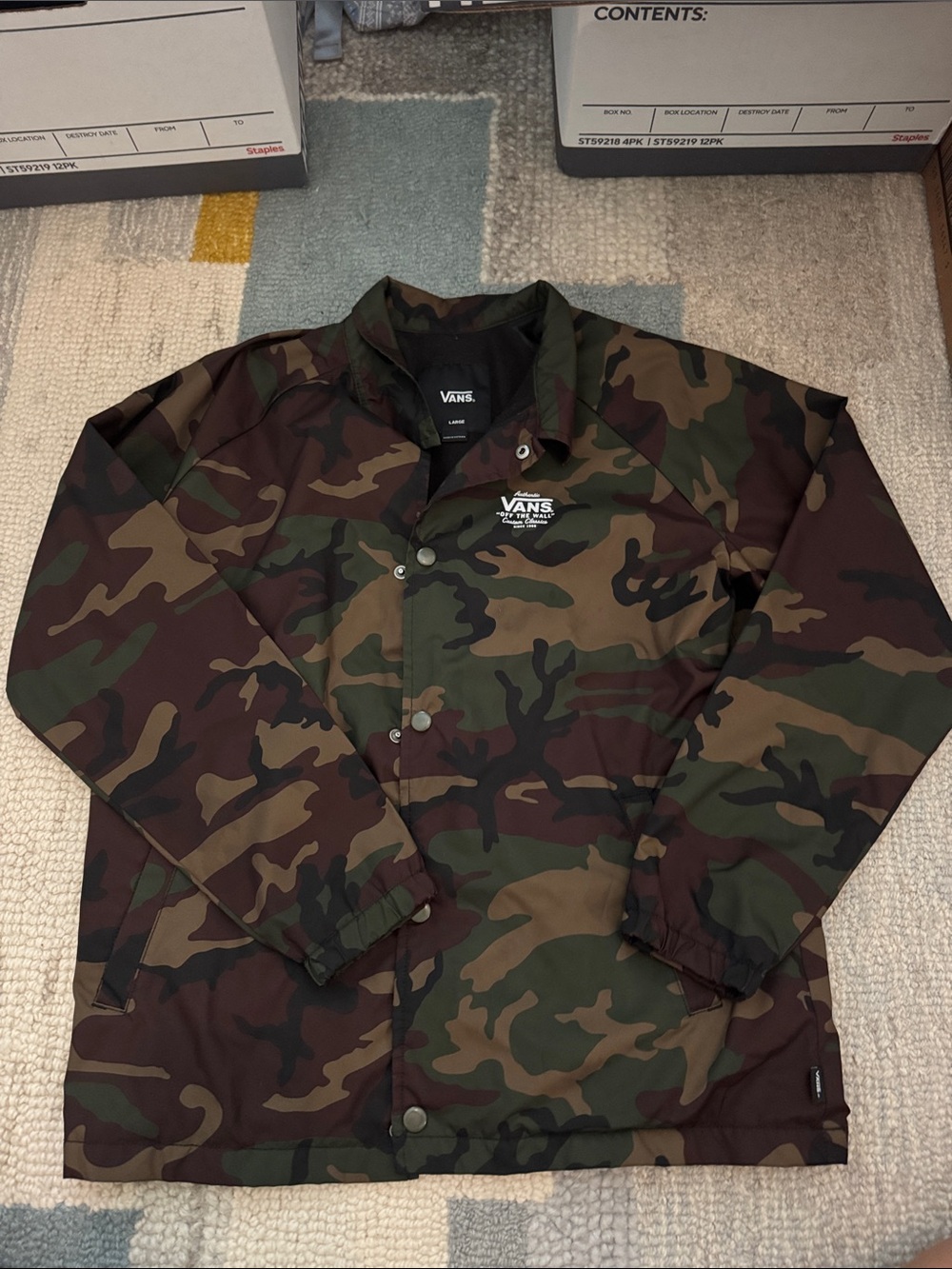 Vans Camo Coach Jacket in Green and Brown
